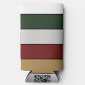 Kerst Goud Groen Rood Zilver en Witte Strepen Seltzer Blikjeskoeler (Voorkant)