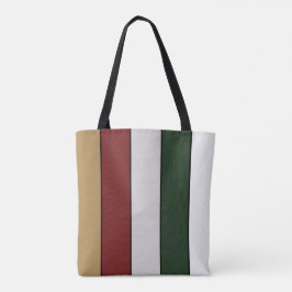 Kerst Goud Groen Rood Zilver en Witte Strepen Tote Bag