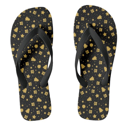 Kerst Goud Kerstman Sneeuwman Kous Patroon Teenslippers (Voetbed)