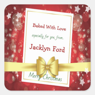 Kerst Goud Lint Bokeh Treats Vierkante Sticker