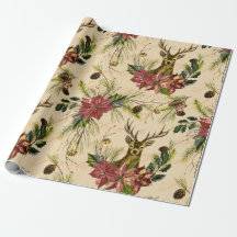 Kerst Goud Rendier Poinsettia Patroon