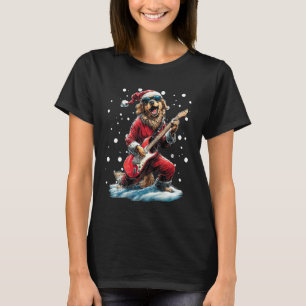Kerst Goud Retriever Speelt Gitaar Grappige Mu T-shirt