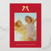 Kerst Goud Rood  Bogen Custom Foto Folie Feestdagenkaart (Voorkant)