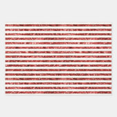 Kerst Goud Rood Wit Glitter Stripes Inpakpapier Vel (Voorkant)