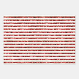 Kerst Goud Rood Wit Glitter Stripes Inpakpapier Vel