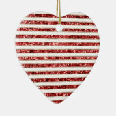 Kerst Goud Rood Wit Glitter Stripes Keramisch Ornament (Rechts)