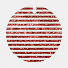 Kerst Goud Rood Wit Glitter Stripes Keramisch Ornament