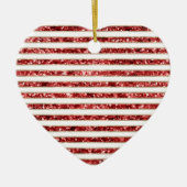 Kerst Goud Rood Wit Glitter Stripes Keramisch Ornament (Voorkant)