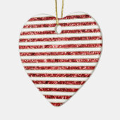 Kerst Goud Rood Wit Glitter Stripes Keramisch Ornament (Links)