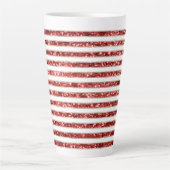 Kerst Goud Rood Wit Glitter Stripes Latte Mok (Voorkant)