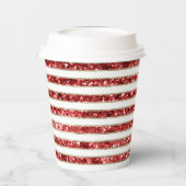 Kerst Goud Rood Wit Glitter Stripes Papieren Bekers (Links)