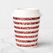 Kerst Goud Rood Wit Glitter Stripes Papieren Bekers (Achterkant)