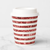 Kerst Goud Rood Wit Glitter Stripes Papieren Bekers (Voorkant)