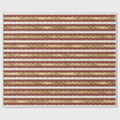 Kerst Goud Rood Witte Strepen Glitter Harten Cadeaupapier (Vlak)