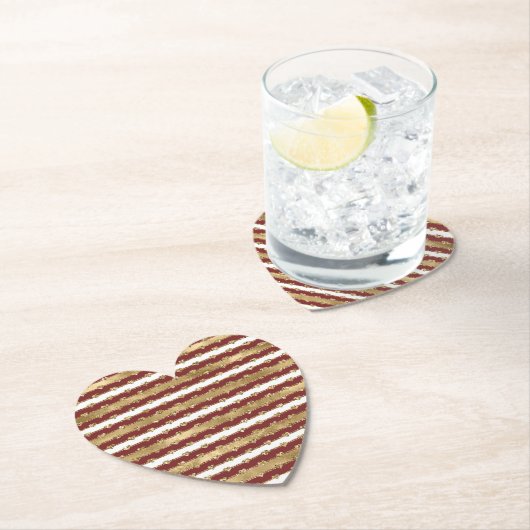 Kerst Goud Rood Witte Strepen Glitter Harten Kartonnen Onderzetters (Insitu)