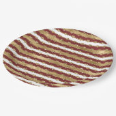 Kerst Goud Rood Witte Strepen Glitter Harten Papieren Bordje (Gekanteld)