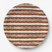 Kerst Goud Rood Witte Strepen Glitter Harten Papieren Bordje (Voorkant)