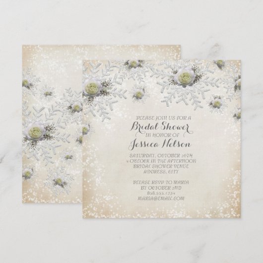 Kerst Goud Rozen Sneeuwvlokken Vrijgezellenfeest Kaart (Voorkant / Achterkant)