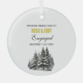 Kerst Goud Rustiek Pijnbomen Paar Verbonden Glas Ornament (Voorkant)