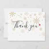 Kerst Goud Sneeuwvlokken Elegant Script Business Bedankkaart (Voorkant)