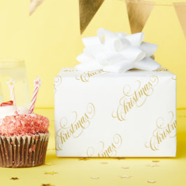 Kerst Goud Typografie Patroon Wrapping Paper Cadeaupapier