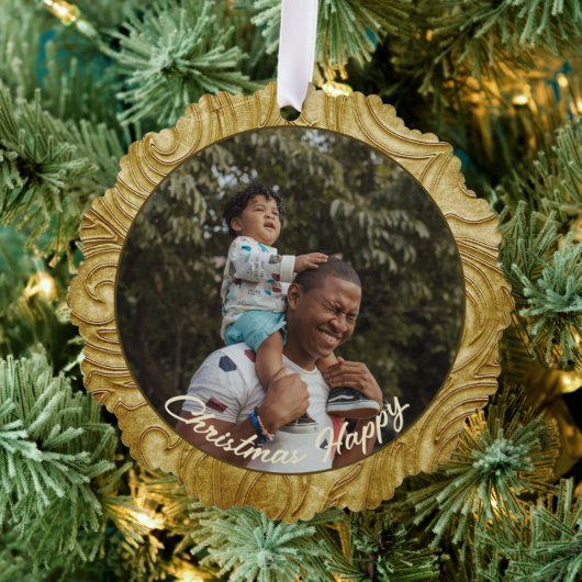 Kerst Goud wervelde fotosjabloon Ornament Kaart (Insitu (Drie))