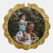 Kerst Goud wervelde fotosjabloon Ornament Kaart (Voorkant)