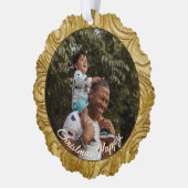 Kerst Goud wervelde fotosjabloon Ornament Kaart (Links)