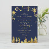 Kerst Goud Woodland Pine Trees Wedding I Kaart (Staand voorkant)