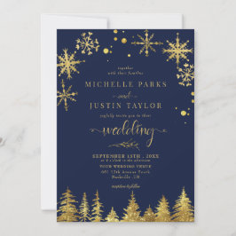 Kerst Goud Woodland Pine Trees Wedding I Kaart
