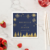 Kerst Goud Woodland Pine Trees Wedding Servet (Insitu)