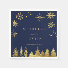 Kerst Goud Woodland Pine Trees Wedding Servet