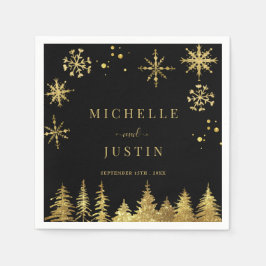 Kerst Goud Woodland Pine Trees Wedding Servet