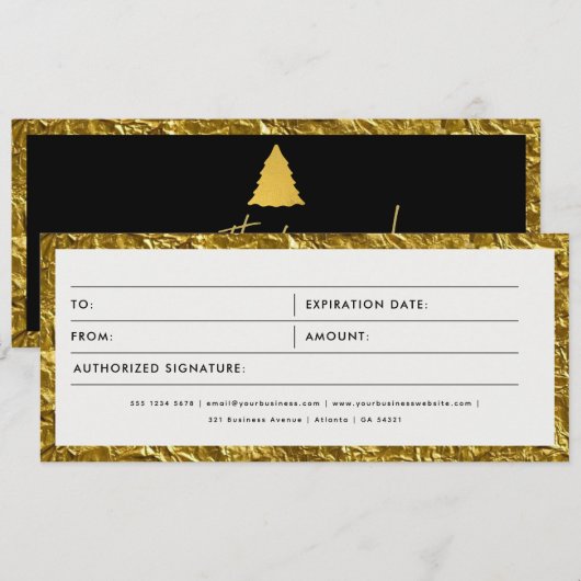 Kerst Goud Zakelijk Cadeaubon (Voorkant / Achterkant)