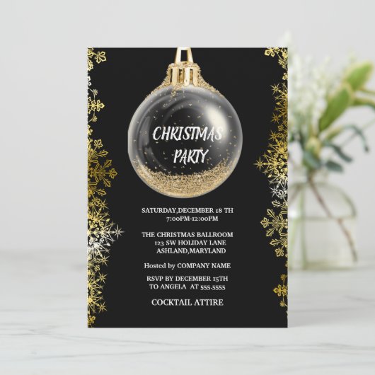 Kerst GOUDEN BAL Uitnodiging (Staand voorkant)