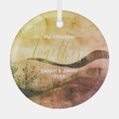 Kerst Gouden Berg Avontuur Outdoor Paar Glas Ornament (Voorkant)