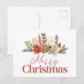 Kerst Gouden Bloem Poinsettia Vrolijk Kerstfeest Feestdagenkaart (Voorkant / Achterkant)