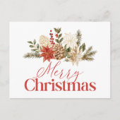 Kerst Gouden Bloem Poinsettia Vrolijk Kerstfeest Feestdagenkaart (Voorkant)