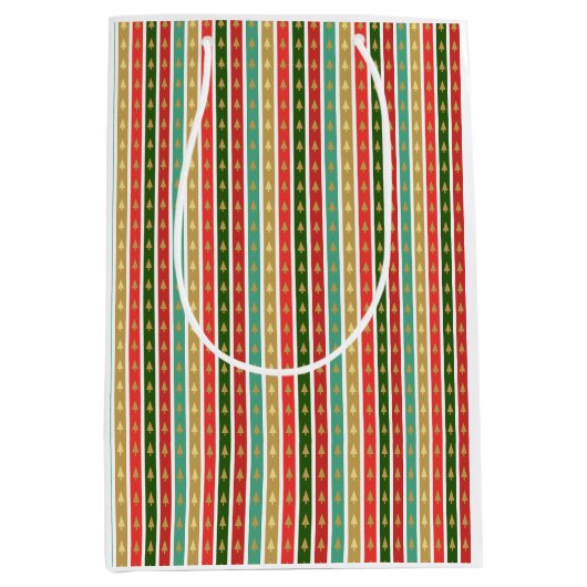 Kerst gouden bomen patronen - Elegant en Chic Medium Cadeauzakje (Voorkant)