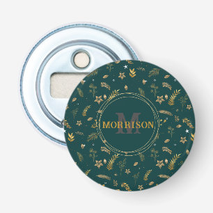 Kerst Gouden Boog elegant modern monogram groen Button Flesopener