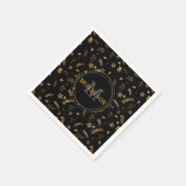 Kerst Gouden Boog elegant modern monogram Zwart Servet (Hoek)