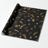 Kerst Gouden Boog Modern Zwart Cadeaupapier (Uitgerold)