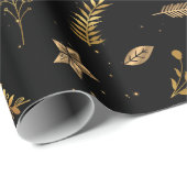 Kerst Gouden Boog Modern Zwart Cadeaupapier (Rol Hoek)