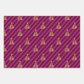 Kerst Gouden Boom Multicolor Stripe Inpakpapier Vel (Voorkant 2)