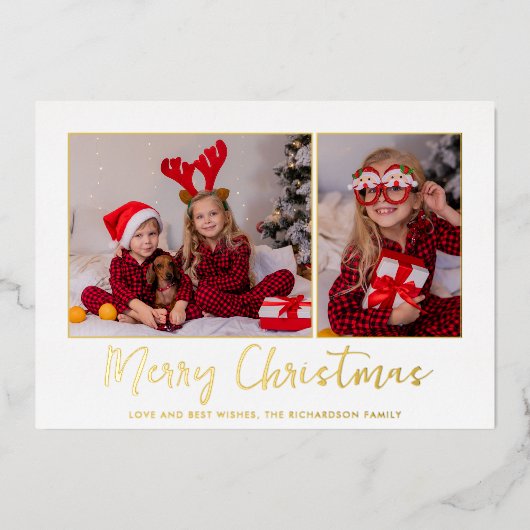 Kerst Gouden Folie Geplaagd Foto Folie Feestdagenkaart (Voorkant)