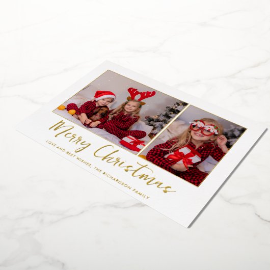 Kerst Gouden Folie Geplaagd Foto Folie Feestdagenkaart (Gedraaid)