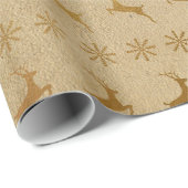 Kerst Gouden Folie Rendieren en Sneeuwvlok Cadeaupapier (Rol Hoek)