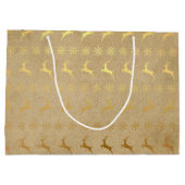 Kerst Gouden Folie Rendieren en Sneeuwvlok Groot Cadeauzakje (Achterkant)