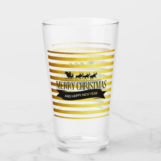 Kerst Gouden Gestreepte Glas Tumbler (Achterkant)