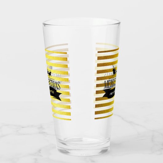 Kerst Gouden Gestreepte Glas Tumbler (Links)